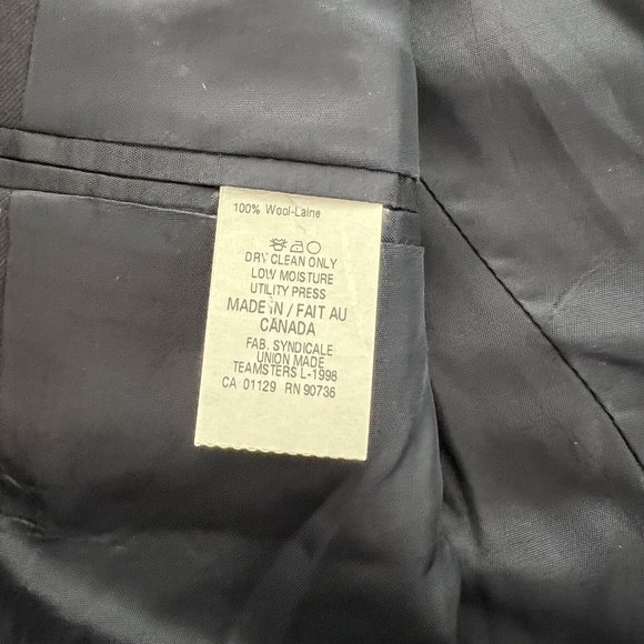 Lauren Ralph Lauren Men's 46 R 100% Wool Black Striped 3 Button Suit Jacket - Picture 5 of 6